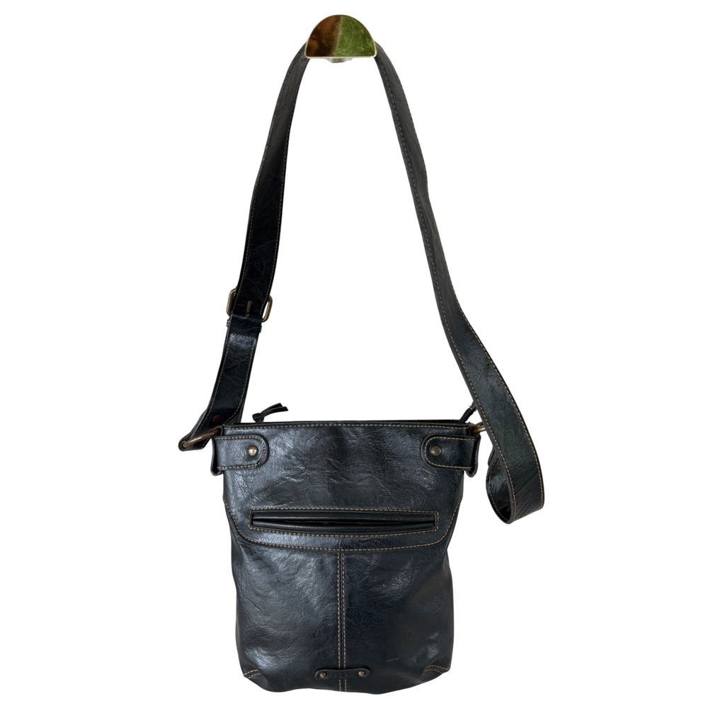 Axcess Crossbody Bag Womens Medium Black Excellent Faux Leather Adjustable Strap